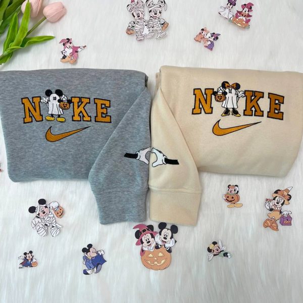 Nike Mickey Couple Embroidered Halloween Sweatshirt