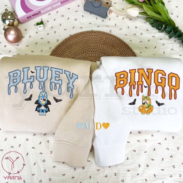 Bluey and Bingo Halloween Embroidered Shirt