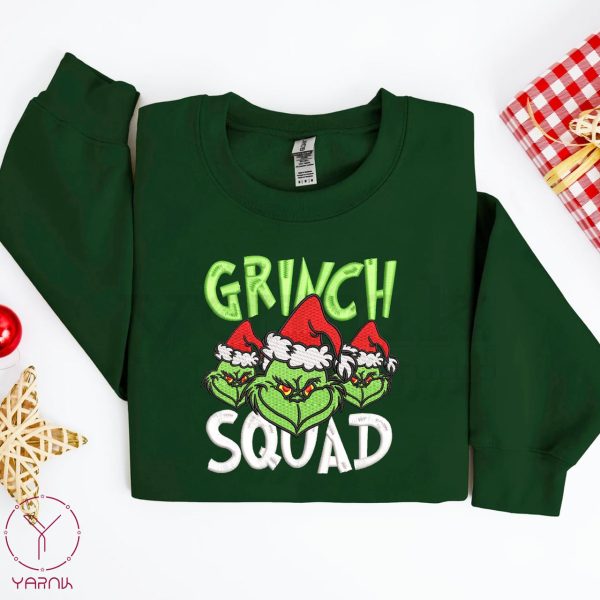 Grinch Squad Christmas Embroidered Sweatshirt