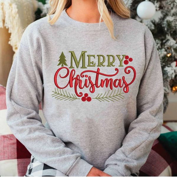 Merry Christmas Embroidered Sweatshirt