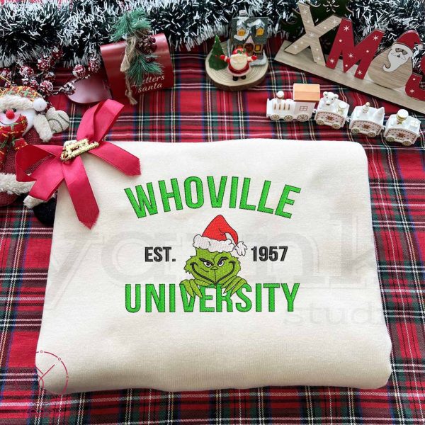 Grinch Whoville University EST 1957 Embroidered