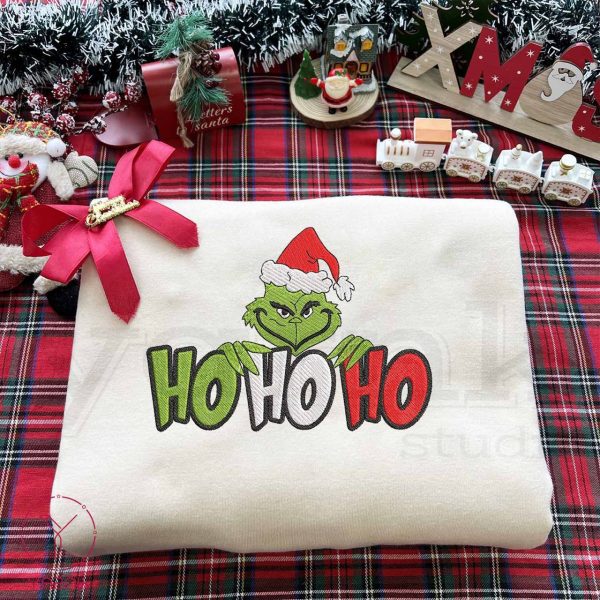 Grinch HOHOHO Embroidered Sweatshirt