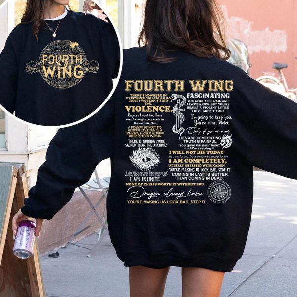 Fourth Wing 2 Sides Sweatshirt Hoodie Tshirt