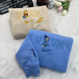 Pooh and Eeyore Embroidery Crewneck Tshirt Hoodie