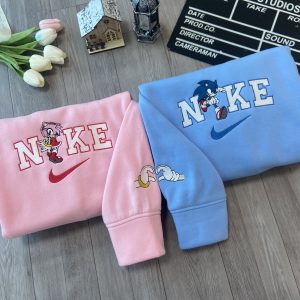 Sonic and Amy Embroidery Crewneck Tshirt Hoodie