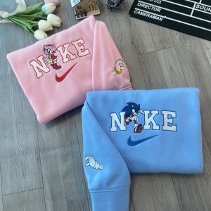 Sonic and Amy Embroidery Crewneck Tshirt Hoodie