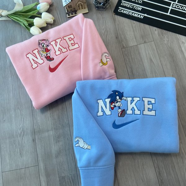 Sonic And Amy Embroidery Crewneck Tshirt Hoodie