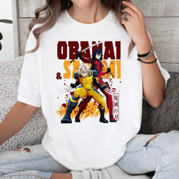 Obanai And Sanemi Cosplay Deadpool Wolverine Demon Slayer Shirt