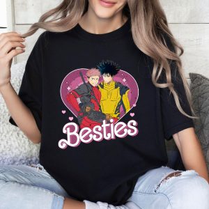 Jujutsu Kaisen Megumi and Yuji Cosplay Deadpool and Wolverine Shirt